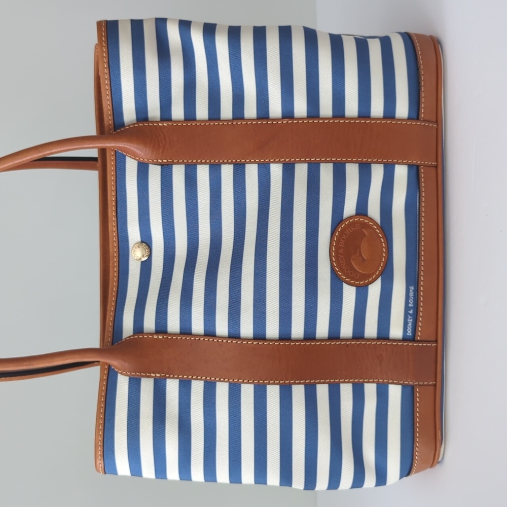 Dooney Bourke Sullivan Layla Tote Bag Midnight Blue White Stripe - Picture 7 of 12